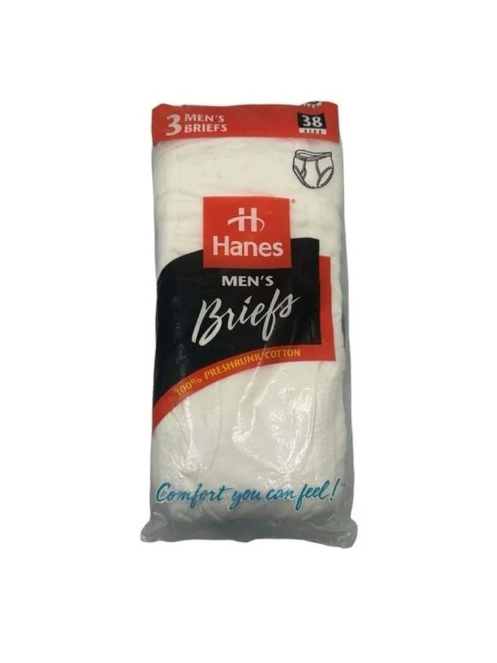 Hanes Mens 38 Briefs Underwear Vintage Sealed Cotton 90s Tighty Whitey Deadstock